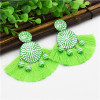 E-4670 6 Colors Trendy Bohemian Round Shape Tassels Metal Acrylic Earrings Summer Jewelry