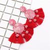 E-4670 6 Colors Trendy Bohemian Round Shape Tassels Metal Acrylic Earrings Summer Jewelry