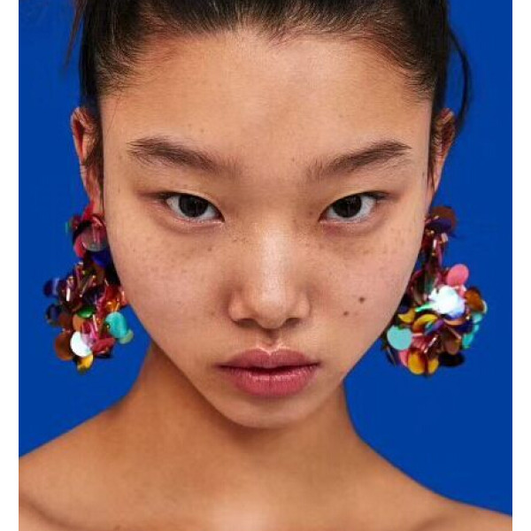 E-4667 Handmade Bohemian Sequins Drop Earrings for Women