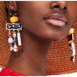 E-4643 4 Colors Fashion Gold Alloy Crystal Long Water Drop Earrings for Women Bohemian Wedding Party Jewelry