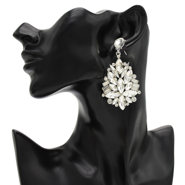 E-4674 5 Colors Water Drop Crystal Fashion Statement Ear Stud Earring