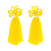 E-4677 Bohemian Pearl Sequins Flower Shape Thread Tassels Drop Earrings