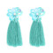 E-4677 Bohemian Pearl Sequins Flower Shape Thread Tassels Drop Earrings
