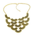 N-1879 New Fashion vintage style scale fan-shaped rhinestone flower choker Necklace