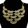 N-1879 New Fashion vintage style scale fan-shaped rhinestone flower choker Necklace