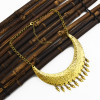 N-1882 Hot Gothic Punk Rivet Tassels Vintage Gold Metal Choker Bib Necklace