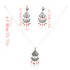 N-7070 Vintage Silver Metal Green Red Beads Pendant Necklaces Earrings Sets for Women Boho Turkish Jewelry