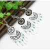 N-7070 Vintage Silver Metal Green Red Beads Pendant Necklaces Earrings Sets for Women Boho Turkish Jewelry