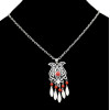 N-7071 2 Style Vintage Silver Metal Green Red Beads Pendant Necklaces Earrings Sets for Women Boho Turkish Jewelry