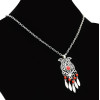 N-7071 2 Style Vintage Silver Metal Green Red Beads Pendant Necklaces Earrings Sets for Women Boho Turkish Jewelry