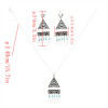 N-7073 Bohemian Vintage Silver Turquoise Embellish Small Leaves Tassels Necklace Earrings Fashion Jewelry Sets