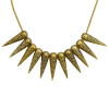 N-1884 New Punk Fashion Vintage Gold Tone Metal Spike Rivets Chunky Bib Necklace