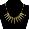 N-1884 New Punk Fashion Vintage Gold Tone Metal Spike Rivets Chunky Bib Necklace