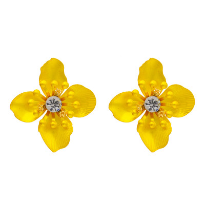 E-4673 Luxurious Korean Style Crystal Flower Shaped Stud Earrings