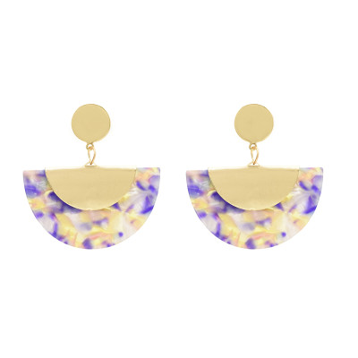 E-4698 Bohemian Resin Sector Statement Ear Stud Earrings for Women