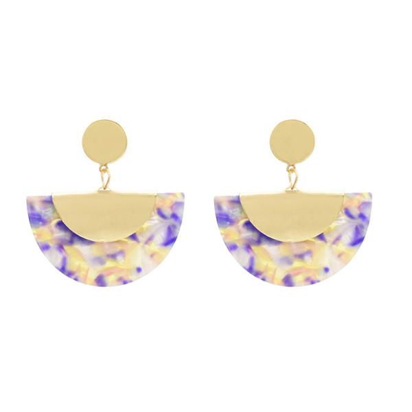 E-4698 Bohemian Resin Sector Statement Ear Stud Earrings for Women
