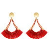 E-4697 Fashion Cotton Thread Resin Beads Long Tassel Drop Earrings for Women Boho Wedding Party Jewelry