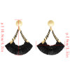 E-4697 Fashion Cotton Thread Resin Beads Long Tassel Drop Earrings for Women Boho Wedding Party Jewelry