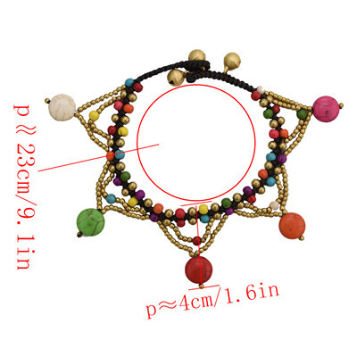 B-0897 3 Colors Bohemian Trendy Anklet Turquoise Beads Crystal Anklet Foot Chain Jewelry For Women