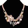 N-7075 New Bohemian Bead Chain Mulriple Flower Leaf Pendant Fashion Necklace for Women