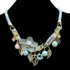 N-7075 New Bohemian Bead Chain Mulriple Flower Leaf Pendant Fashion Necklace for Women