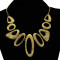 N-1799 Retro Gold Metal Art Link Statement Hammered Choker Bib Necklace