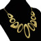 N-1799 Retro Gold Metal Art Link Statement Hammered Choker Bib Necklace