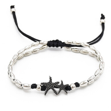 B-0898 2 Styles Summer Beach Anklets Bohemian Trendy Anklets Starfish Alloy Beaded Mading Rope Foot Chains Bracelet Jewelry For Women