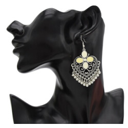 E-4687 Vintage Silver Metal Bells Statement Drop Earrings for Women Boho Wedding Party Jewelry