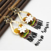 E-4692 Big Fashion Gold Metal Women Flower Shape Rhinestone Drop Earring Wedding Party Jewelry