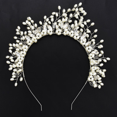 F-0493 Luxury Copper Crystal Pearl Headband Wedding Bridal Hair Jewelry Accessories