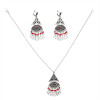 N-7074 Fashion Bohemian Necklace Earrings Jewelry Sets Silver Beads Small Leaves Tassels Pendant Necklace Earring
