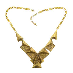 N-1786 Punk Vintage Style Chunky Special Hammered Geometry Choker Bib Collar Necklace