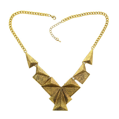N-1786 Punk Vintage Style Chunky Special Hammered Geometry Choker Bib Collar Necklace