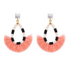 E-4690 Bohemian  Thread Tassels Turquoise Beads Long Tassel Drop Earrings