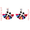 E-4696 Trendy Bohemian Thread Tassels Turquoise Beads Summer Earring Jewelry Design