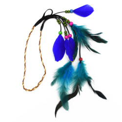 F-0494 Bohemian Handmade Ethnic Gypsy Wood Beads Feather Hairband Hair Clip Hair Jewelry
