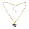 N-5411 2018 Fashion Rock Long Gold Chain Pendant Necklace Natural Stone Purple Crystal Necklaces For Women Jewelry