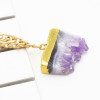 N-5411 2018 Fashion Rock Long Gold Chain Pendant Necklace Natural Stone Purple Crystal Necklaces For Women Jewelry