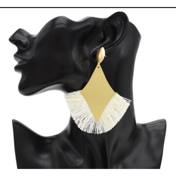 E-4703 Fashion Gold Metal Cotton Thread Tassel Drop Earrings for Women Boho Wedding Party Jewelry Gift