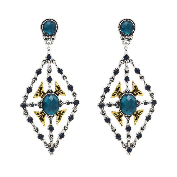 E-4700 Bohemian Hollow Big Diamond Shape Pendant Drop Earrings Stud Earring Wedding Bridal Ear Jewelry