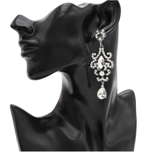 E-4719 5 colors Bohemian crystal water drop Shape Pendant Drop Earrings Stud Earring Wedding Bridal Ear Jewelry