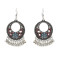 E-4717 4 colors Bohemian Vintage Silver Enamel Flower Ball Tassel Dangle Earrings