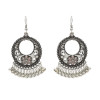E-4717 4 colors Bohemian Vintage Silver Enamel Flower Ball Tassel Dangle Earrings