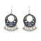 E-4717 4 colors Bohemian Vintage Silver Enamel Flower Ball Tassel Dangle Earrings
