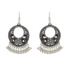 E-4717 4 colors Bohemian Vintage Silver Enamel Flower Ball Tassel Dangle Earrings