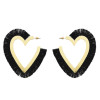 E-4716 Ethnic Heart Shape Cotton Thread Tassel Drop Earrings for Women Boho Wedding Party Jewelry
