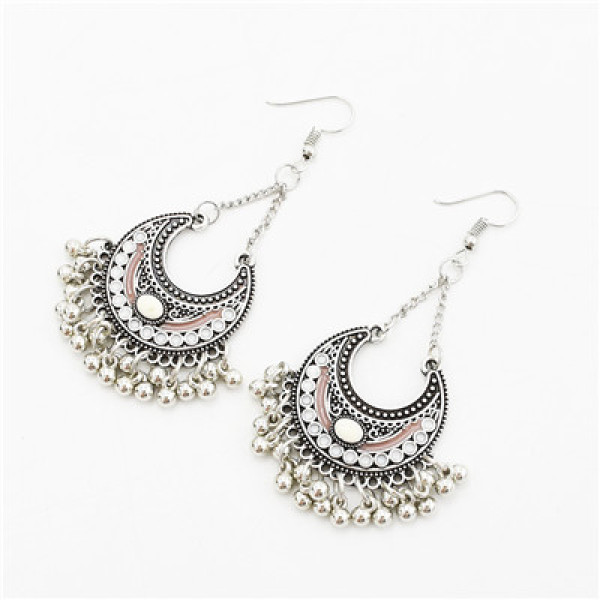 E-4713 4 Colors Bohemian Vintage Silver Enamel  Ball Tassel Dangle Earrings Jewelry Design