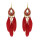 E-4712 Bohemian Vintage Gold Feather Pendant Tassels Drop Dangle Earrings Hook Earring