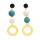 E-4709 2 colors Korean Personality Drop Earrings Thread Wrapped Crispin Thread Ball Bon Bon Ball Pom Pom Ball Wood Circles Pendant Dangle Earrings Women Party Jewelry